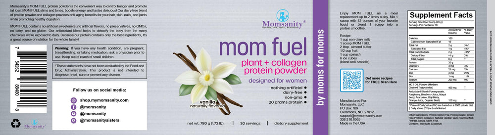 Momsanity post-workout shake suggests a satisfying, protein-rich recovery option.