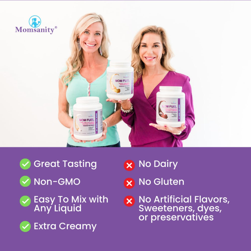 Momsanity protein scoop ready to mix into shakes for creamy texture.