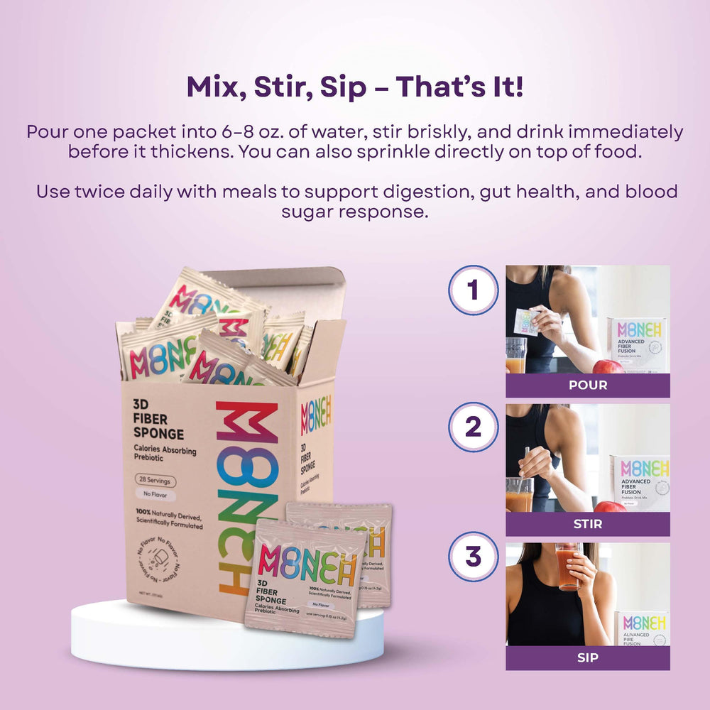 Monch Monch daily-use routine illustrates simple, portable fiber support.