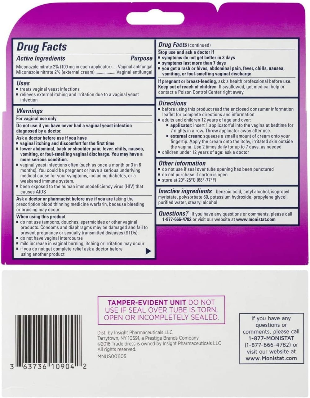 Monistat 7 disposable applicators arranged for seven-day treatment