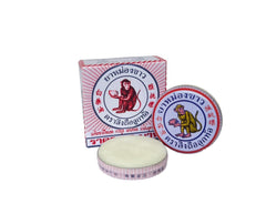 MONKEY HOLDING PEACH Balm ingredients close-up: eucalyptus oil, clove, cinnamon aroma
