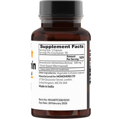 MONOHERB Artemisinin capsules close-up highlighting transparent capsules and no additives