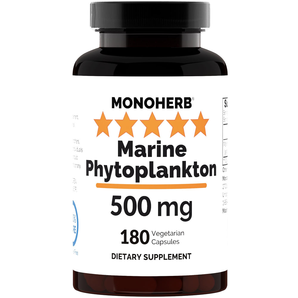 MONOHERB Marine Phytoplankton bottle with pure 500 mg capsules for daily wellness