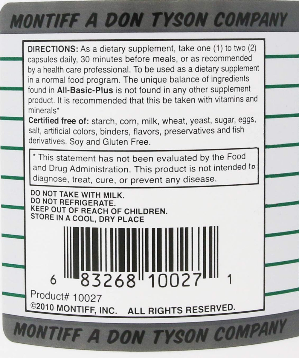 Montiff All Basic Plus ingredients blend showcases complete amino acid spectrum