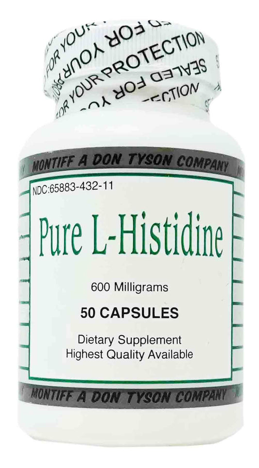 Montiff Pure L-Histidine 600 mg bottle view for daily supplement routine