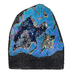 mookaitedecor Angel Aura Quartz Geode Cluster shines iridescently for meditation ambiance