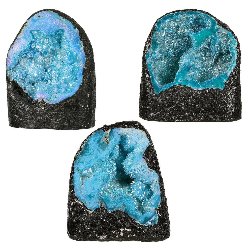 Mookaitedecor Angel Aura quartz geode druzy interior catches light for a sparkling display.