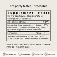 Moon Juice Magnesi-Om bottle close-up emphasizes vegan and non-GMO.