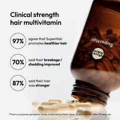 Moon Juice SuperHair bottle back label showing dosage and ingredients