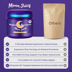 Moon Juicy prepared hot chocolate mug with steam and cozy ambience.