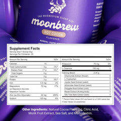 MoonBrew Nighttime hot cocoa scoop in milk for a quick, relaxing bedtime drink.