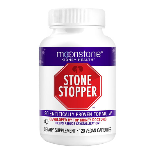 Moonstone Stone Stopper bottle packaging highlighting premium design and kidney health support