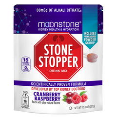 Moonstone Stone Stopper Drink Mix bottle with Cranberry Raspberry flavor for hydration support