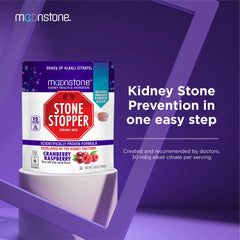 Moonstone Stone Stopper Drink Mix dissolving in water to create a ready-to-drink beverage