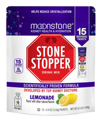 Moonstone Stone Stopper lemonade bottle highlights hydration support for daily use.