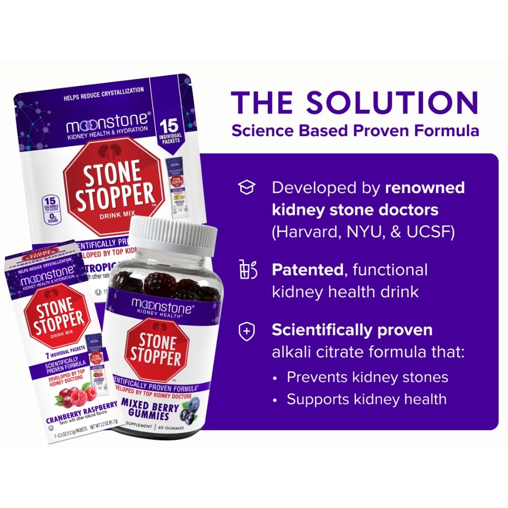 Moonstone Stone Stopper packaging showing no sugar added badge.