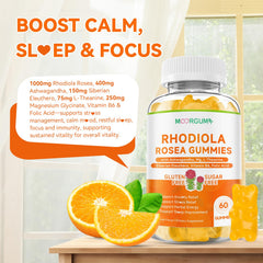 MOORGUMY Rhodiola packaging front for convenient wellness on the go.