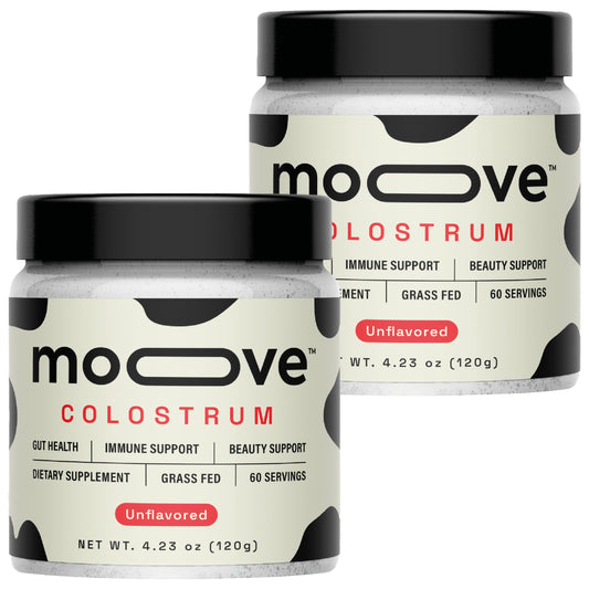 MOOVE Bovine Colostrum Powder unflavored bottle for daily wellness support