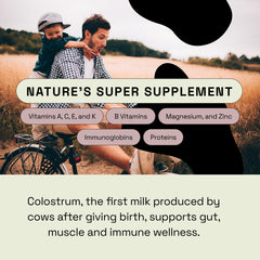MOOVE vanilla bean colostrum powder tub labeled for 2-pack