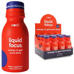 More Labs Liquid Focus bottle front view for on-the-go energy and focus