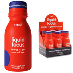 More Labs Liquid Focus bottle on desk boosts focus and energy.