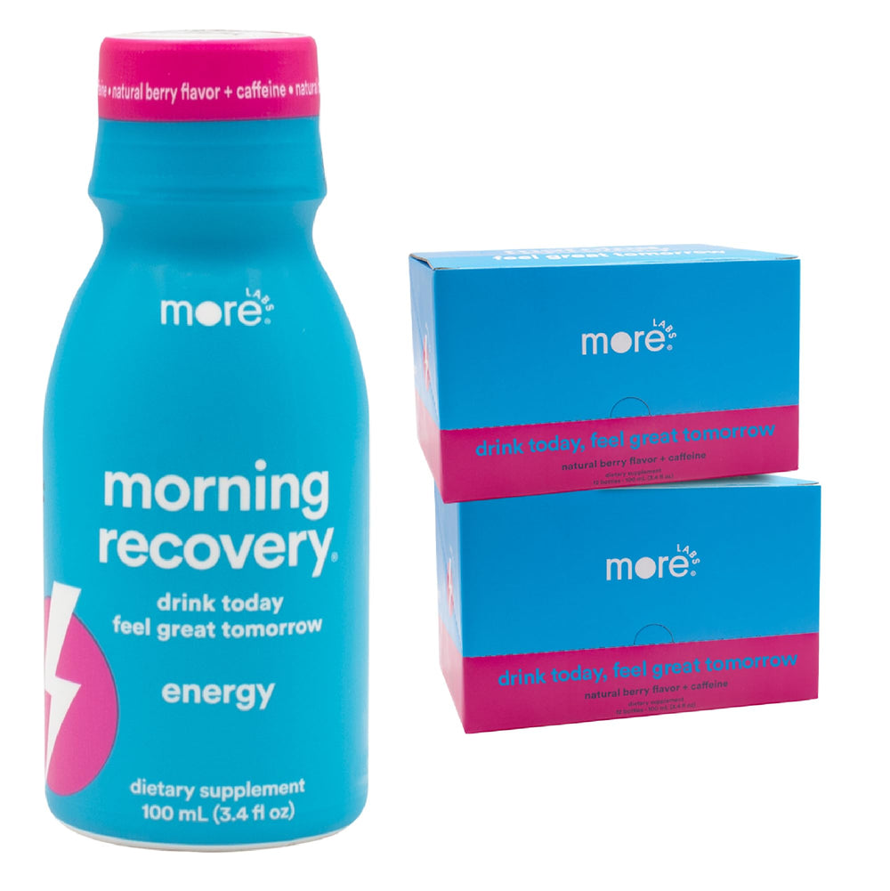More Labs Morning Recovery bottle berry flavor for post-event hydration.