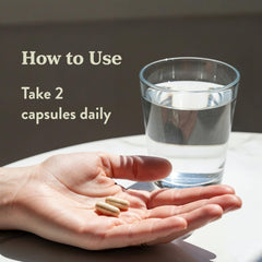 More. Longevity & Wellbeing capsule in hand demonstrates easy swallowing