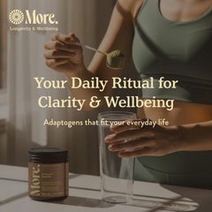 More Vitality Blend vegan, gluten-free formulation label on bottle