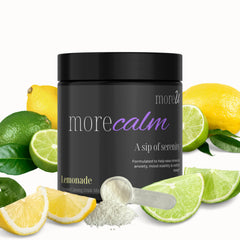MoreCalm Lemonade powder dissolving for calming routine and restful sleep