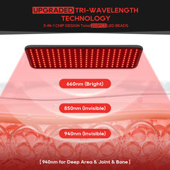 Morfone Advanced red-light lamp side angle shows adjustable stand for targeted therapy at home.