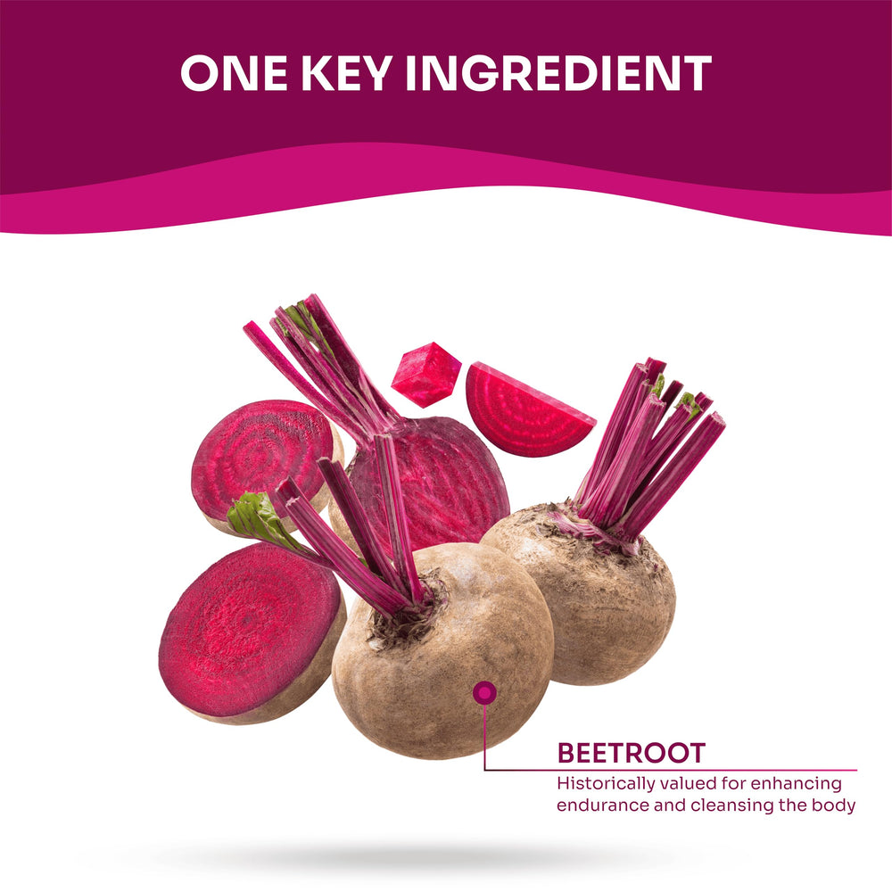 Morpha Organics ingredient panel illustrating beetroot powder nutrients.