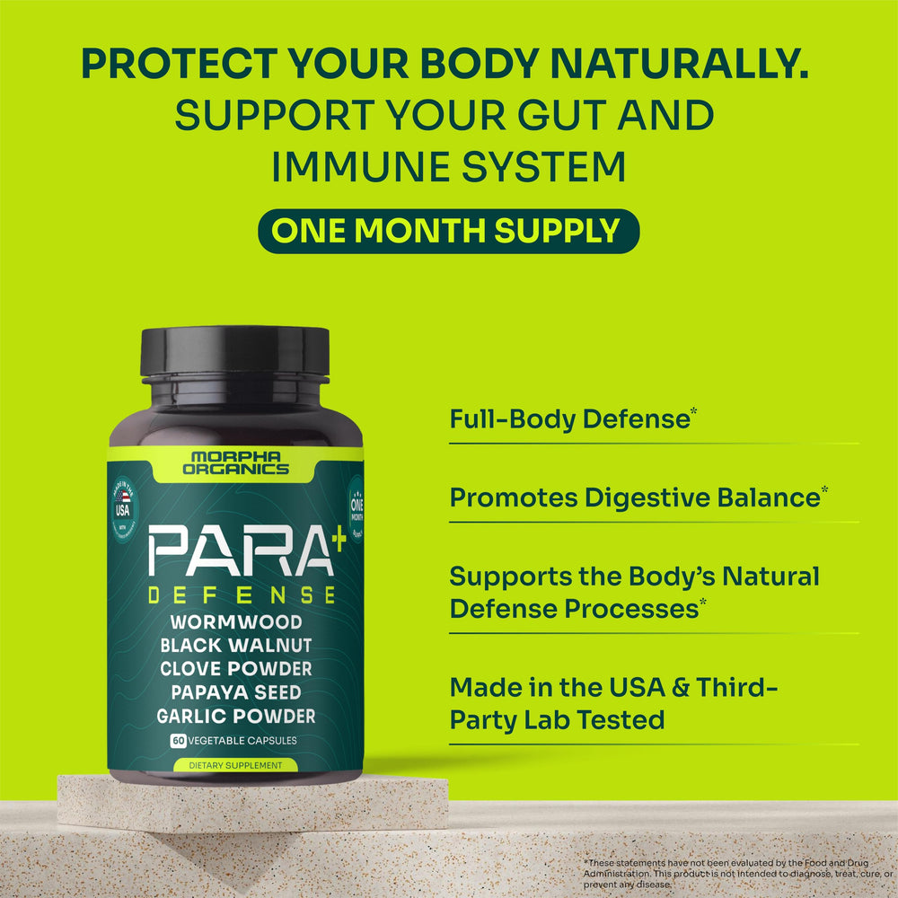 Morpha Organics Para Defense Digestive Cleanse capsules ready for daily gut balance.