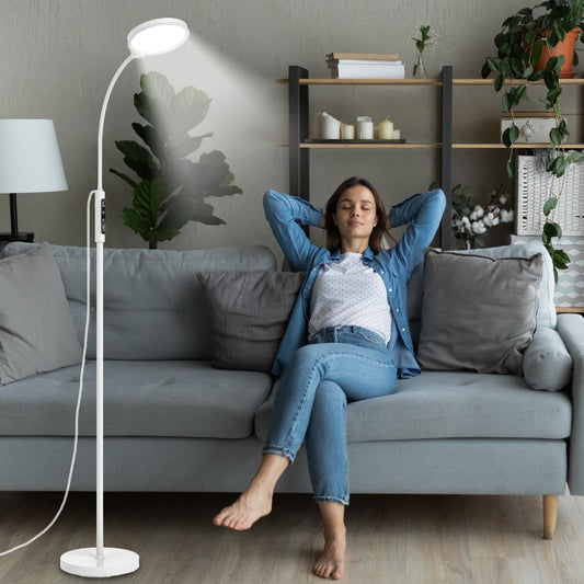 Morpholife 11k Lux lamp simulates sunlight for mood support.