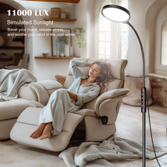 Morpholife light therapy lamp remote control enables easy brightness and color temperature adjustments.