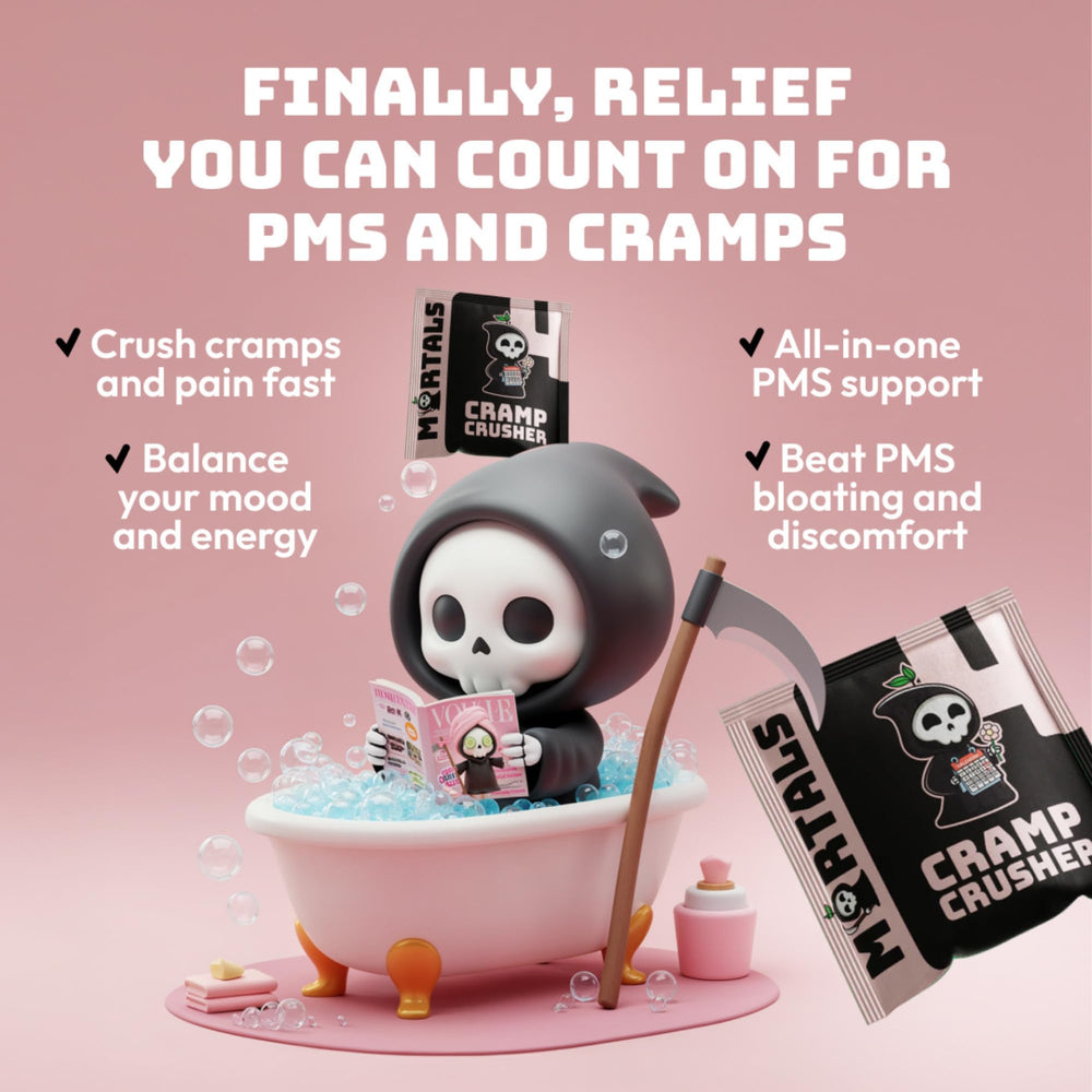 Mortals Cramp Crusher bloating-relief image for PMS-friendly days.