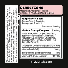 Mortals Cramp Crusher capsules provide convenient period relief when needed.