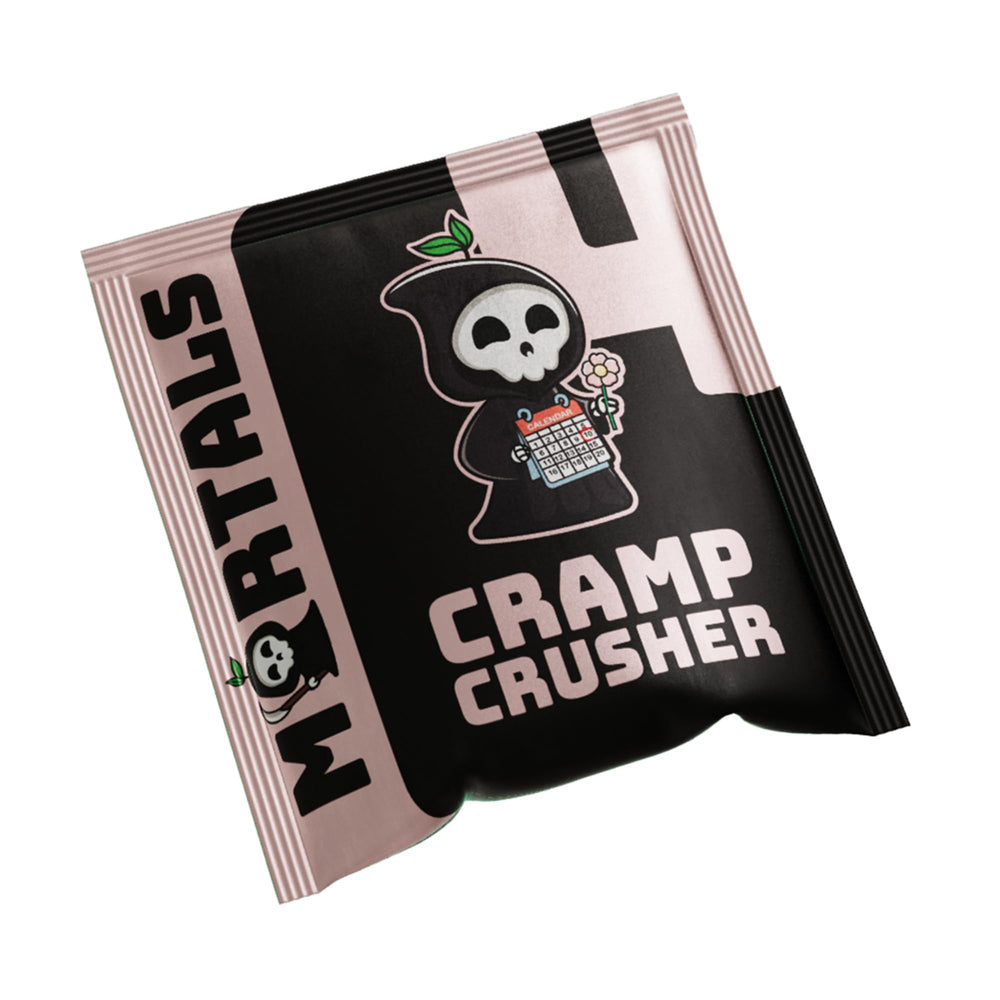 Mortals Cramp Crusher packets for on-the-go period support.