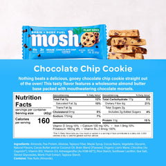 MOSH bar almond butter base close-up emphasizing rich flavor and plant-based protein.