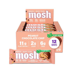 MOSH Peanut Chocolate Chip bar package for on-the-go brain-boosting energy.