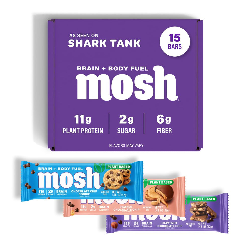 MOSH 15-count Variety Pack bars with Cognizin for steady energy and focus
