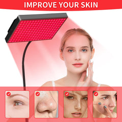 MOTAYU red light therapy panel side view showing adjustable stand for versatile positioning.