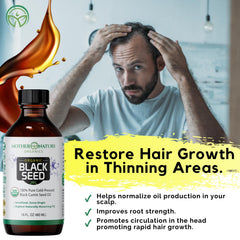 Droplets of Mother Nature Organics black seed oil for daily use