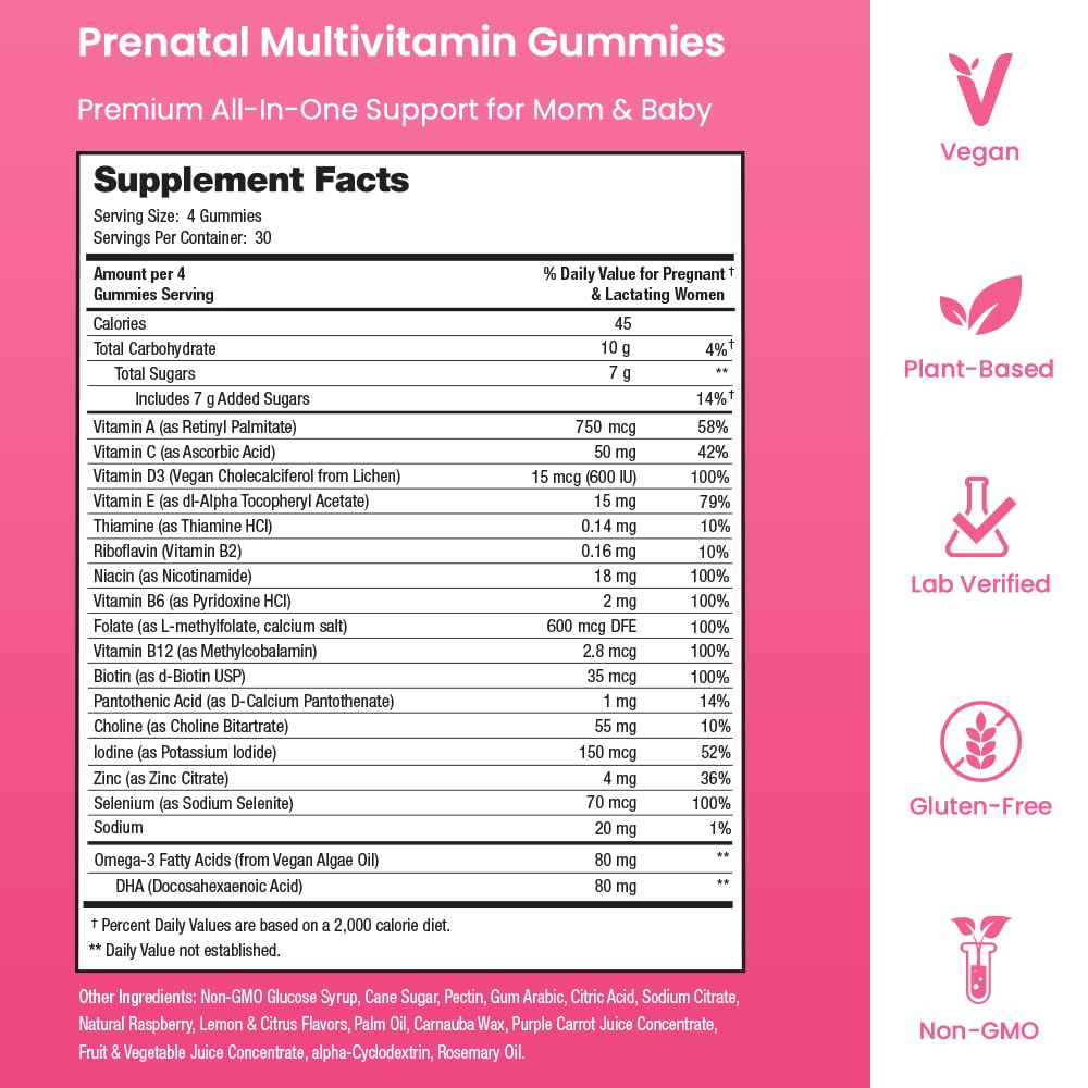 Mother's Promise vegan DHA omega-3 gummies support accessible prenatal nutrition.