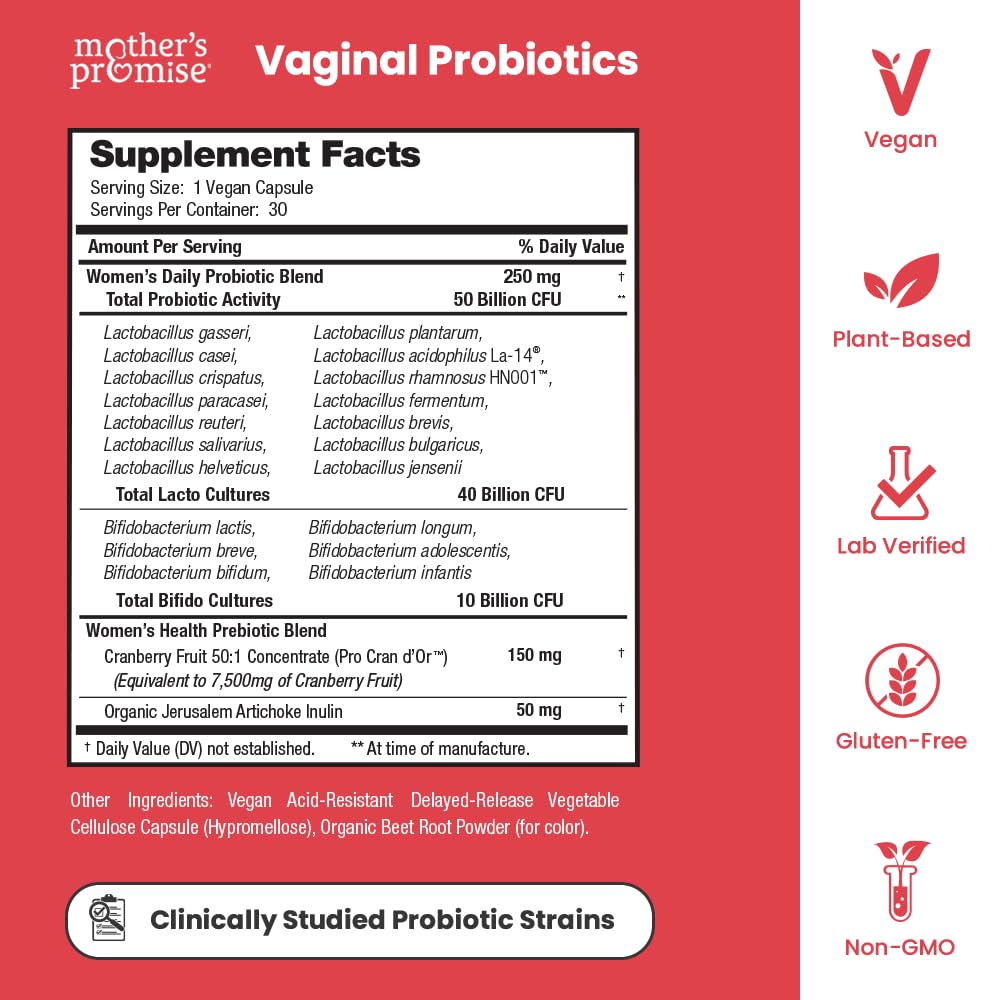 Mother's Promise vegan, non-GMO probiotic for dairy-free wellness.