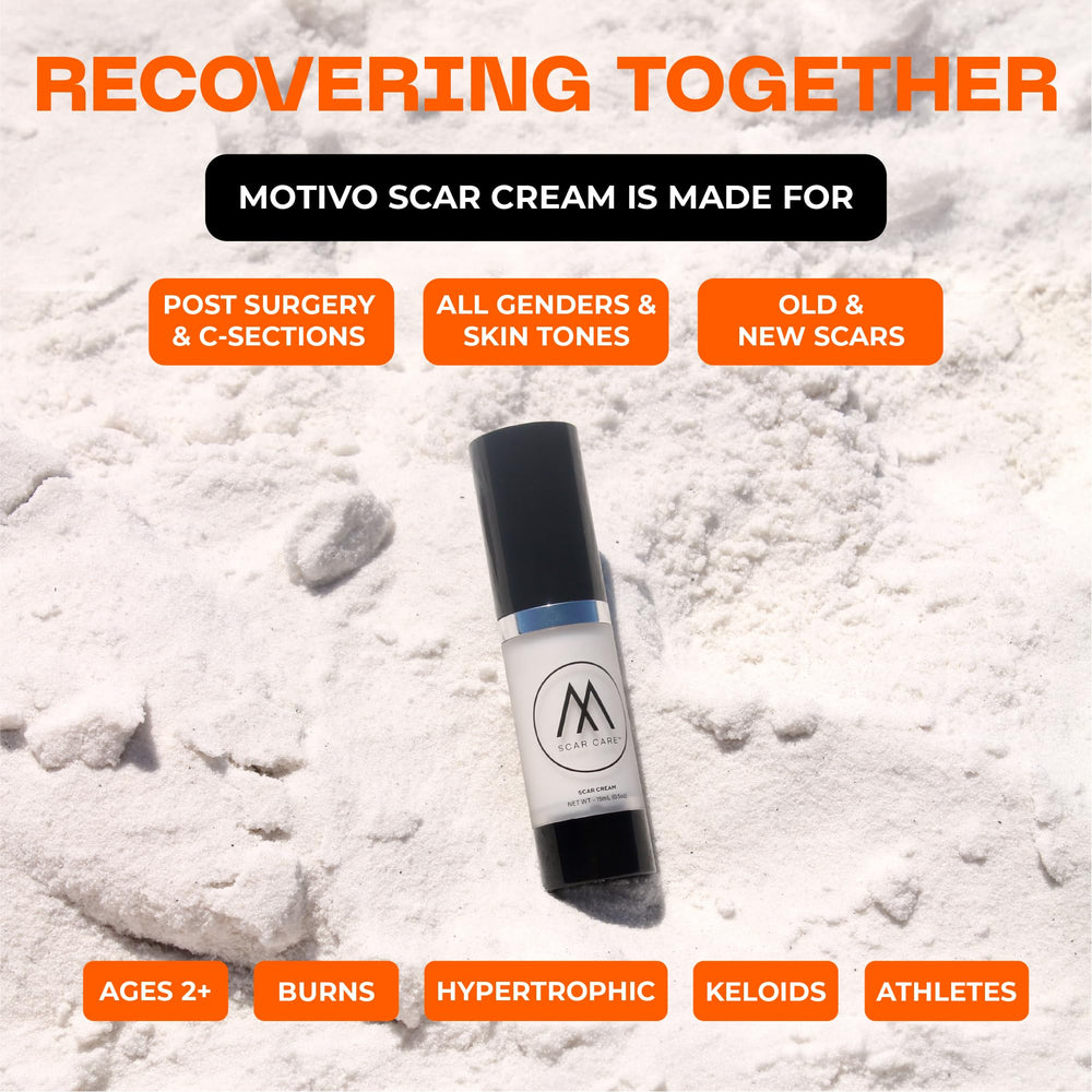 Close-up of Motivo Scar Care cream texture for smooth skin.