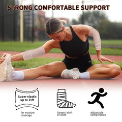 Motroce bandage on knee demonstrates gentle, breathable support during activity.