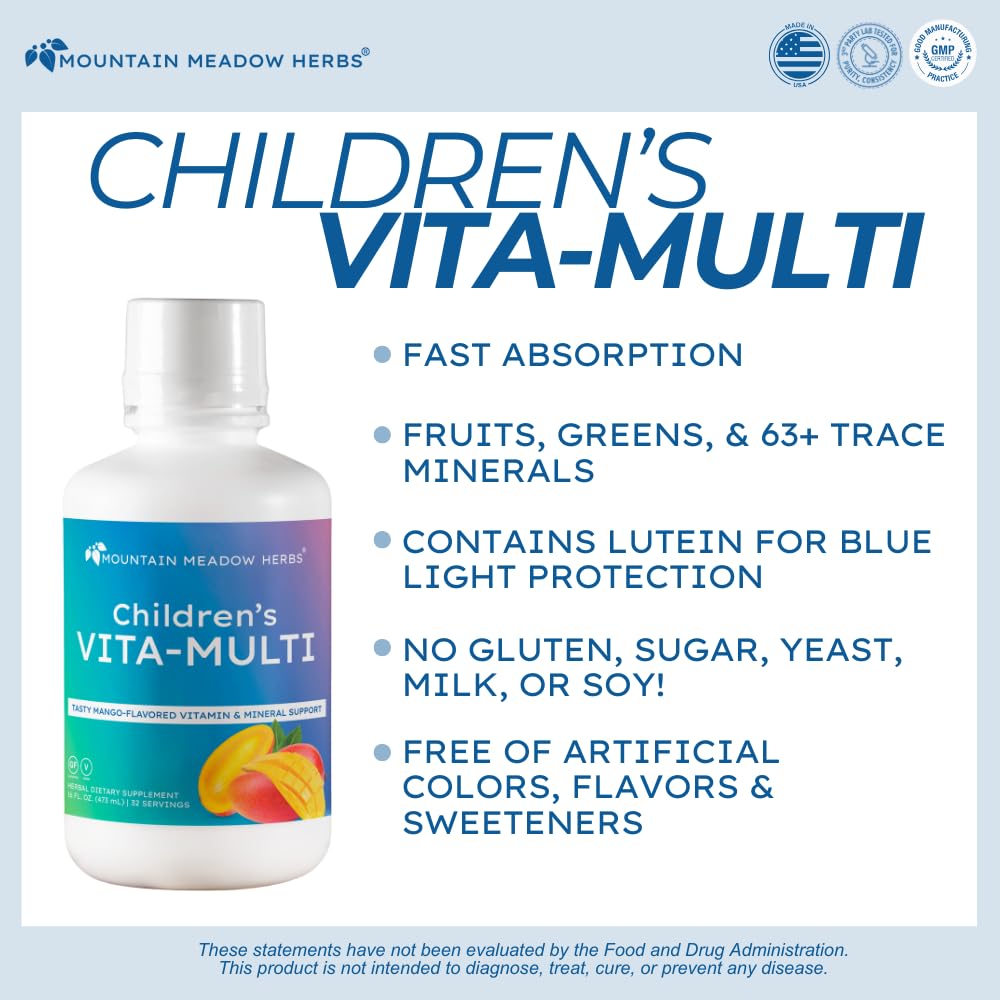 Pouring action of Vita-Multi shows easy to dose liquid for children