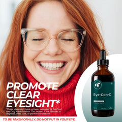 Eye-Can-C bottle close-up showing label and key eye health herbs.