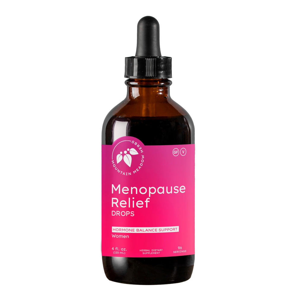 Mountain Meadow Herbs Menopause Relief Drops bottle supports balanced comfort.