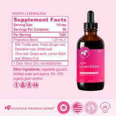Mountain Meadow Herbs Mom's Liver Glow milk thistle close-up shows antioxidant focus.